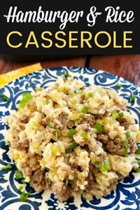 Hamburger & Rice Casserole | Ground beef and rice baked together in a classic casserole recipe that's easy to make your own. #casserole #easy #rice #hamburger #groundbeef