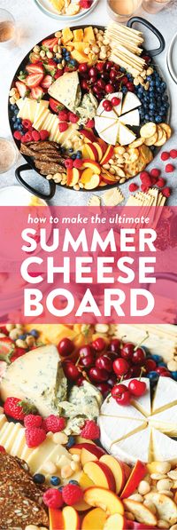 Summer Cheese Board - Brie, gorgonzola, gouda, cheddar, fresh summer berries and cherries! The ultimate killer cheese board to impress all your guests!