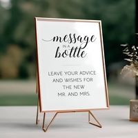 Kindly ask your guests to leave their advice and well wishes with this "messages in a bottle" sign. Then either read your messages shortly after your wedding, or, pick an anniversary and remember the memories of your special day! Part of the Alejandra collection.