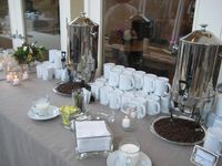 Coffee Station like the idea of coffee beans maybe a shallow and long white platter