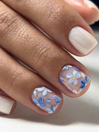 Multicolor  Collar   Plants Color Nails,Bare Nails,3D Nails Embellished   Nail,Hand & Foot Care