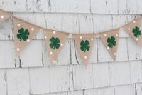 St Patricks day Decor, St Patricks Day Banner, Shamrock Garland, Burlap Banner Bunting, Irish Polka