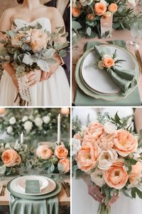 If you are looking for ideas to help you create your wedding color palette, then check out these beautiful peach and sage green wedding color ideas to help inspire you! | Wedding color schemes | Wedding color palettes | Wedding theme | Wedding theme ideas | Wedding colors | Wedding color inspiration | Wedding color ideas | Wedding themes | Wedding colors unique | Fall wedding color ideas | Fall wedding color palette ideas | Winter wedding color ideas | Winter color palette ideas | Spring wedding color ideas | Spring wedding color palette ideas | Summer wedding color ideas | Summer wedding color palette ideas |