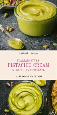 Pistachio Cream is all the rage, and it's so easy to make at home. It's rich, decadent and packed with real pistachio flavor. It's delicious spread on toast, drizzled on ice cream or sandwiched between cookies. We also use it to flavor the custard for our Phyllo Pistachio Cream Pie.