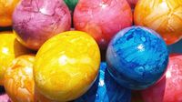 Egg Decorating Tip: Drop 1 tsp oil in with egg dye for a marbled effect.