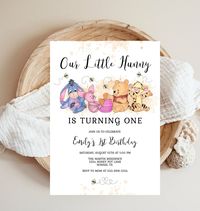 Winnie the Pooh Our Little Hunny is Turning One Girl 1st Birthday Party Invitation Template Winnie Pooh Birthday EDITABLE INSTANT Downloadhp - Etsy