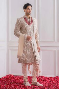 Buy Ankit V Kapoor Jacquard Embroidered Sherwani Online | Aza Fashions