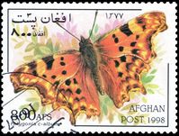 Stamp: Comma Butterfly (Polygonia c-album) (Afghanistan) (Butterflies) Mi:AF 1800