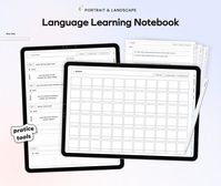 The Digital Learning Notebook / Planner Bundle is ready for you to explore!  ✦ THEME: Blue Tabs, Portrait + Landcape version  This Language Learning Notebook/Planner is thoughtfully designed to cater to all your language learning needs! This notebook seamlessly combines grammar, vocabulary, sentences, and engaging practice tools to nurture your linguistic prowess. Explore a diverse collection of thoughtfully curated grammar and vocabulary templates, carefully designed to enrich your language com