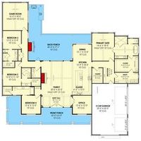 Plan 818073JSS: Exclusive 4 Bed Modern Farmhouse Plan With Home Office And Vaulted Family Room