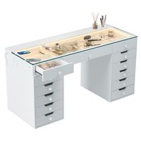 PRICES MAY VARY. Large Storage - Vanity table size of 60" L x 24" W x 31.9" H, makeup vanity desk with 13 storage drawers, super large to store all your makeup and skincare products, stored neatly on your dresser Visible Drawers & Build-in LED light strip - Regular drawers need to be pulled out to find things, but our makeup table has a glass tabletop, check out your cosmetics at a glance. Adjustable light color(Change of natural white, cool white, warm white), brightly, quickly and directly Typ