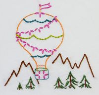 Hot Air Balloon Embroidery Design Hand Embroidery Design Balloon Pattern Up and Away