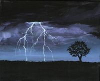 Storm - acrylic painting of lightning.