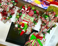 Christmas Wreath, Green and Red Candy Wreath, Whimsical Holiday Porch Decor, Winter Mantle Display - Etsy