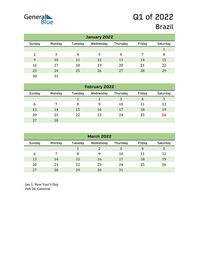 Free quarterly calendar for Brazil with holidays. Holiday calendars in PDF, Word, and Excel are printable and easy to customize.