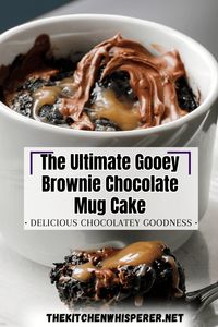 When that sweet tooth craving hits and you NEED a sweet treat and fast, this Gooey Brownie Mug Cake is perfect! Delicious chocolatey goodness is just minutes away! The Ultimate Gooey Brownie Chocolate Mug Cake For One, microwave desserts, microwave brownies, sweet tooth, fast desserts