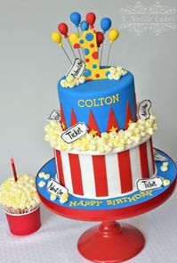 21+ Best Picture of Carnival Birthday Cake Carnival Birthday Cake Carnival Theme With Popcorn K Noelle Cakes Cakes K Noelle  #DiyBirthdayCake