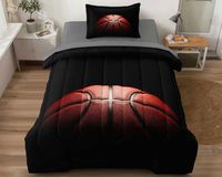 PRICES MAY VARY. 【SOFT & COZY】This twin boys bedding set is made of plush microfiber, which is soft to keep you comfort. It’s ultimate softness and nice quality make it be a basketball room decor for boys bedroom. 【COOL DESIGN】 3D printing boys twin bedding sets come with vivid colors. Simple and cool basketball pattern, suitable for boys who is basketball lover. Works well in all seasons, and it’s an ideal gift for your families on Birthday, Halloween, Christmas Day or New Year's Day. 【PACKAGE INCLUDE】This twin comforter set for boys includes 1 comforter (68 inch x 86 inch), 1 standard pillowcase (20 inch x 30 inch), flat sheet (66 inch x 96 inch), and fitted sheet (39 inch x 75 inch) featuring deep pocket fits 12 inch thickness mattress. 【EASY CARE】 Machine wash in cold water, gentle cyc