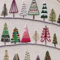 Anna • Calvillo Creations • Embroidery Artist on Instagram: "#throwbackthursday to the 2022 AdvenTrees stitch along hosted by @em_bea_roidery 🎄 Each year, Bea puts out an amazing free pattern for everyone to stitch each day of December before Christmas. 😍 This tree pattern was from last year and taught me so much about different embroidery techniques. This year’s SAL will be filled with cute holiday icons to stitch and I can’t wait to start! Follow @stitching.down.to.christmas for the pattern and to join this year. 🎄🎁❄️"