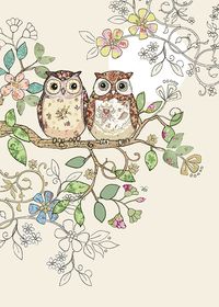 Bug Art B006 Owl Pair greetings card