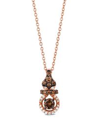 Women's Le Vian ® 14k Strawberry Gold 0.38 Ct. Tw. Diamond Pendant Necklace - Metallic - Necklaces About the brand: Elegant and empowering fine jewelry. 14-karat Strawberry Gold Round-cut Prong-set Diamond = approximately 0.38 ct. Tw. Color = G-H; clarity = VS2-SI1 Approximately 18in long Lobster claw clasp closure It is customary to treat most gemstones to achieve enhanced color and durability. Some of these treatments may not be permanent, and may require special care.