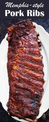 Memphis-style dry rubbed pork ribs barbecued slowly to perfection! Perfect for a July 4th BBQ