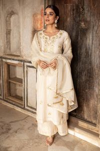 Buy Kritika Dawar White Linen Silk Embroidered Palazzo Set Online | Aza Fashions