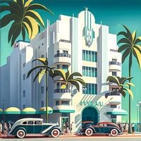 With its bold use of color and geometric shapes, this piece captures the essence of Art Deco Miami. The sleek lines and clean design evoke a feeling of modernity and sophistication, while the bright colors create a sense of playfulness and joy. This is a digital file, not a print.