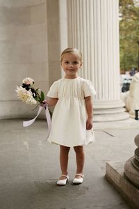 Buy Cream Pleat Detail Short Sleeve Taffeta Dress (3mths-10yrs) from the Next UK online shop