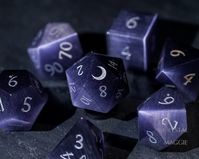 Dark Purple Cat's Eye Gemstone Dnd Dice Set Moon Dice - Etsy