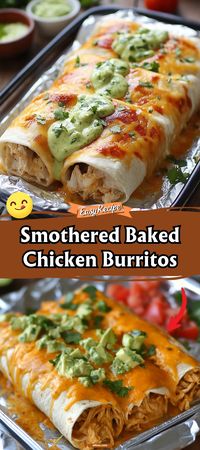 Smothered Baked Chicken Burritos