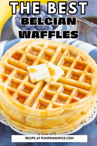 These Fluffy Belgian Waffles are crispy on the outside, tender on the inside, and so easy to make. Just a few ingredients is all it takes to whip up these golden waffles, all with ingredients you have in your kitchen!