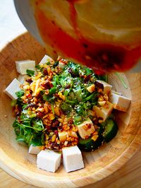 Tofu Cucumber Salad with Chili Crisp Vinaigrette | girlfromcalifornia