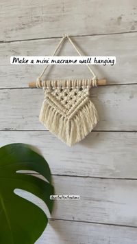 Difficulty: Easy     supplies:  • 3mm macrame rope  • Scissors   • Tape measure   • Dowel or stick