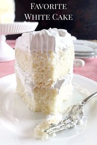 This cake has a tender, velvet-like texture and a wonderful vanilla flavor, and it tastes incredible when finished with light and marshmallowy Seven-Minute frosting!