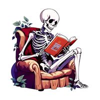 Skeleton reading time Sticker: Removable, kiss-cut vinyl stickers available in 4 different sizes. https://www.redbubble.com/i/sticker/Skeleton-reading-time-by-CJdesignStudio/162501392.JCQM3?asc=u If you like the design, explore my Redbubble shop to discover a range of products featuring the same artwork, including T-shirts, stickers, phone cases, notebooks, and over 60 other items. https://www.redbubble.com/shop/ap/162501392?asc=u Visit CJdesignStudio.redbubble.com to see all my latest desi...