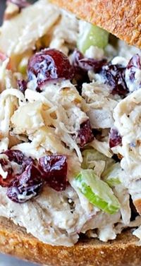 Cranberry Pecan Chicken Salad ~ Sweet cranberries, toasted pecans, Dijon mustard and Greek yogurt are the secret ingredients that make this chicken salad a fall favorite!