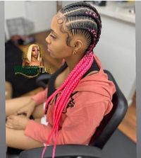 pink all back stitch braids