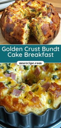 This Bundt Cake Breakfast Recipe offers a golden-brown, crispy exterior with a fluffy, cheesy inside—ham and spinach included!