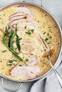 Pork Loin Tarragon - This Pork Loin Tarragon starts with a bone in pork loin roast, cooked on the stove-top with a wine, mustard and tarragon gravy.