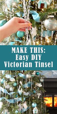 EASY AND MAGICAL!! How to Make Metal Tinsel, DIY Victorian Tinsel. DIY Twisted Metal Icicle Ornaments. Create this epic vintage tinsel Christmas tree theme with handmade metal tinsel. Make twisted metal tinsel in different lengths to create a shimmering tree that looks like it's dripping in ice! Sustainable alternative to tinsel, cat safe alternative to tinsel, pet safe alternative to tinsel, these twisted metal DIY ornaments can't be swallowed easily like PVC tinsel. Antique tinsel inspiration