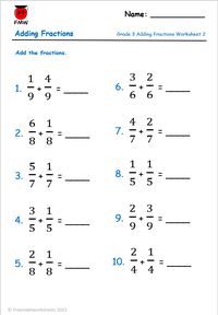 Grade 3 Adding Fractions Worksheets – FMW