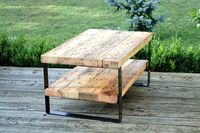 Reclaimed wood beam coffee table with shelf , 2 level coffee table, dining bench, industrial coffee table, coffee table storage,