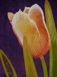 Tulips art quilt by Betty Busby as seen at Etsy