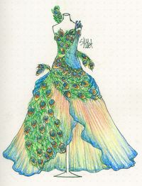 Drawing Chall.:Day 6] Peacock Dress by Shyriet on DeviantArt