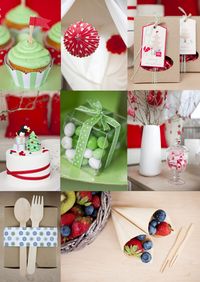 Love the cupcakes, love the mini cake, love the green and white jellies in a box and love the sweets in jar in gorgeous white vase.  Awesome ideas to fill your home with Christmas.