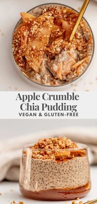 This Apple Crumble Chia Pudding is packed with all the fall flavors thanks to the addition of apple butter and warming spices. A fiber loaded breakfast that is easy to prep ahead of time.