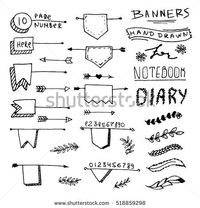 Hand drawn Banners for your Design. Label for Notebook, Diary. Number of Page. Arrows. Doodle Numeral. Page Number.