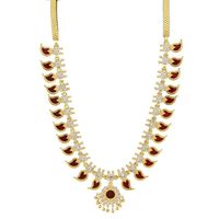 Indian Traditional Mango Necklace is very traditional Kerala, South indian bridal Jewellery. This gold plated imitation ethnic Necklace is adjustable with backlink chain. Wear this on parties and marriages. It is also worn by south Indian brides and classic dancers.