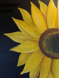 Sunflower painting using acrylic paint. Hang it up in your living room, kitchen, or dining area to brighten your day with the beautiful warm colors.